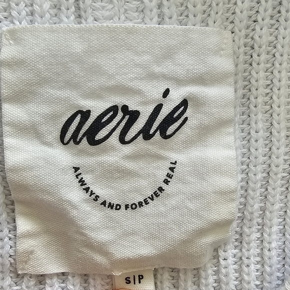 Aerie Beyond Cropped Sweater White Coral Red Stripes Size S - Picture 8 of 8